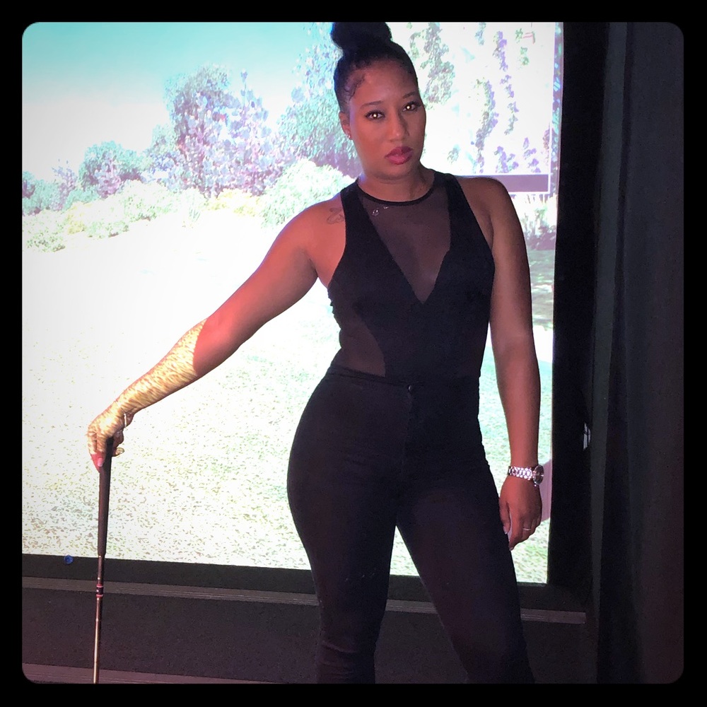 Black lace and mesh body suit!